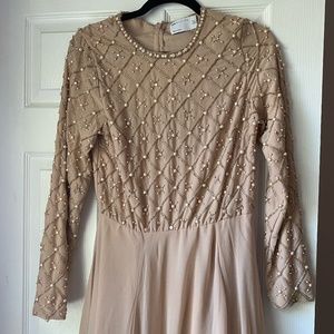 ASOS DESIGN Bridesmaid dress with long sleeve in pearl and beaded embellishment